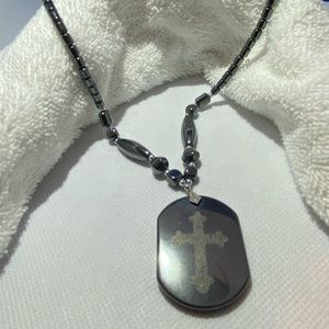 $15 Malachite 18” cross necklace